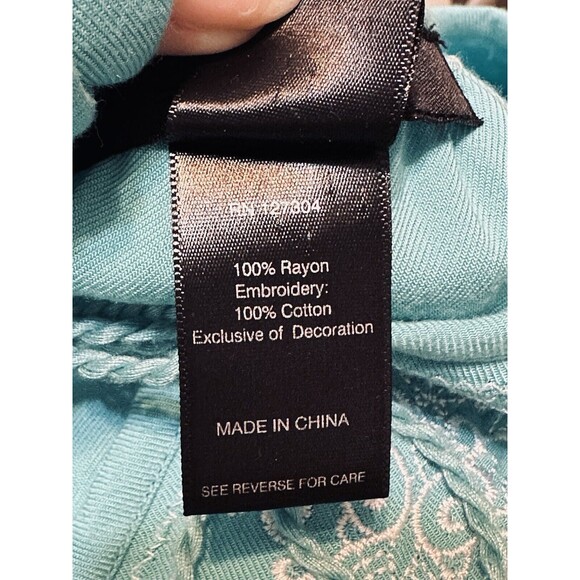 Ali Miles Women Size Large Embroidered Floral Tassel Tunic Top Boho Peasant - Picture 10 of 11